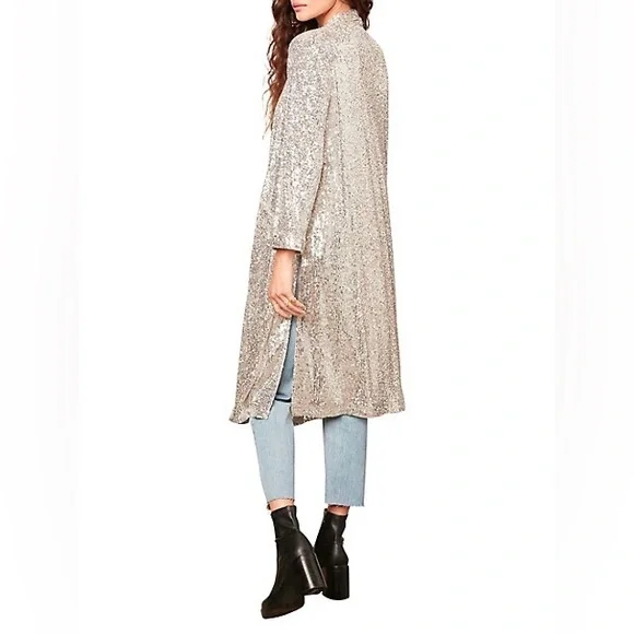 BB Dakota by STEVE MADDEN ~ Show Stopper Sequin Duster Jacket - Picture 8 of 11